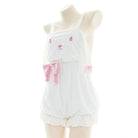 White and Pastel Pink Fairy-Kei Suspender Shortalls - sweater