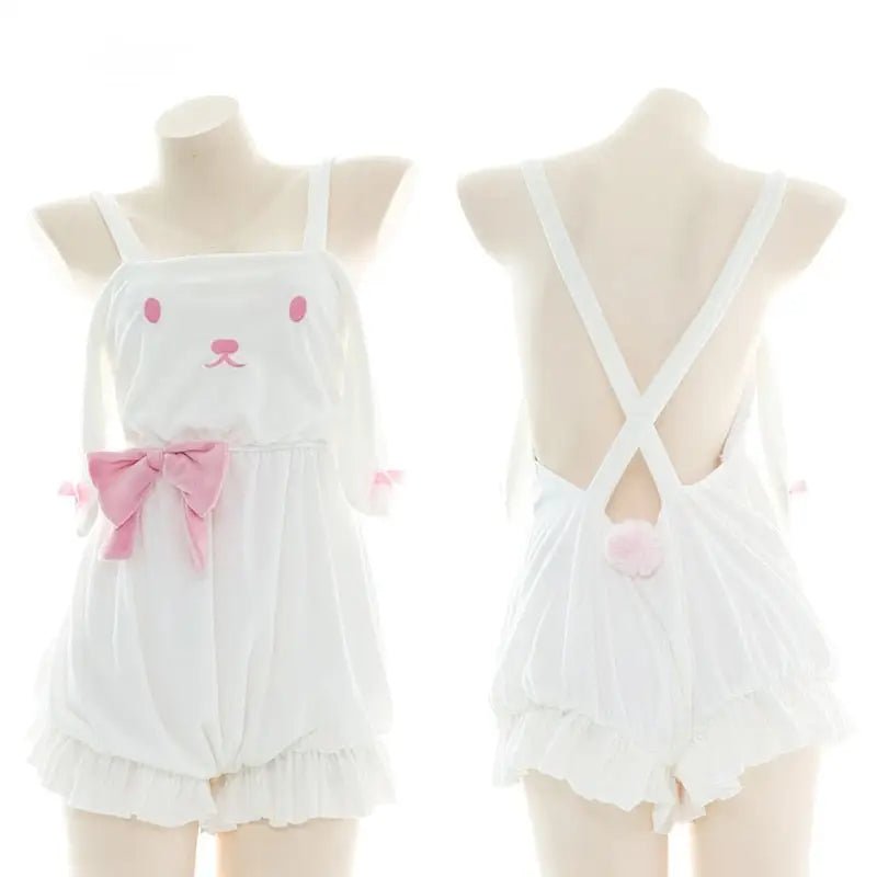 White and Pastel Pink Fairy - Kei Suspender Shortalls - Cosparty