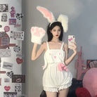 White and Pastel Pink Fairy - Kei Suspender Shortalls - Cosparty