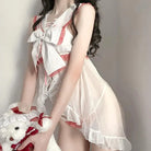 White and Red Chiffon Mesh Dress for Girls 65-100cm - dress