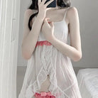 White and Red Chiffon Mesh Dress for Girls 65 - 100cm - Cosparty