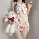 White and Red Chiffon Mesh Dress for Girls 65-100cm - dress