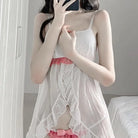 White and Red Chiffon Mesh Dress for Girls 65-100cm - dress