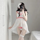 White and Red Chiffon Mesh Dress for Girls 65 - 100cm - Cosparty