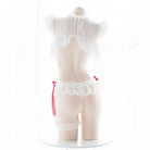 White and Red Inspired Lingerie Set with Bows and Frills - Cosparty
