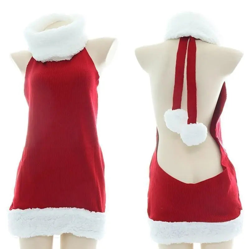 White and Red Virgin Killer Inspired Sweater Dress for the Holidays - dresses