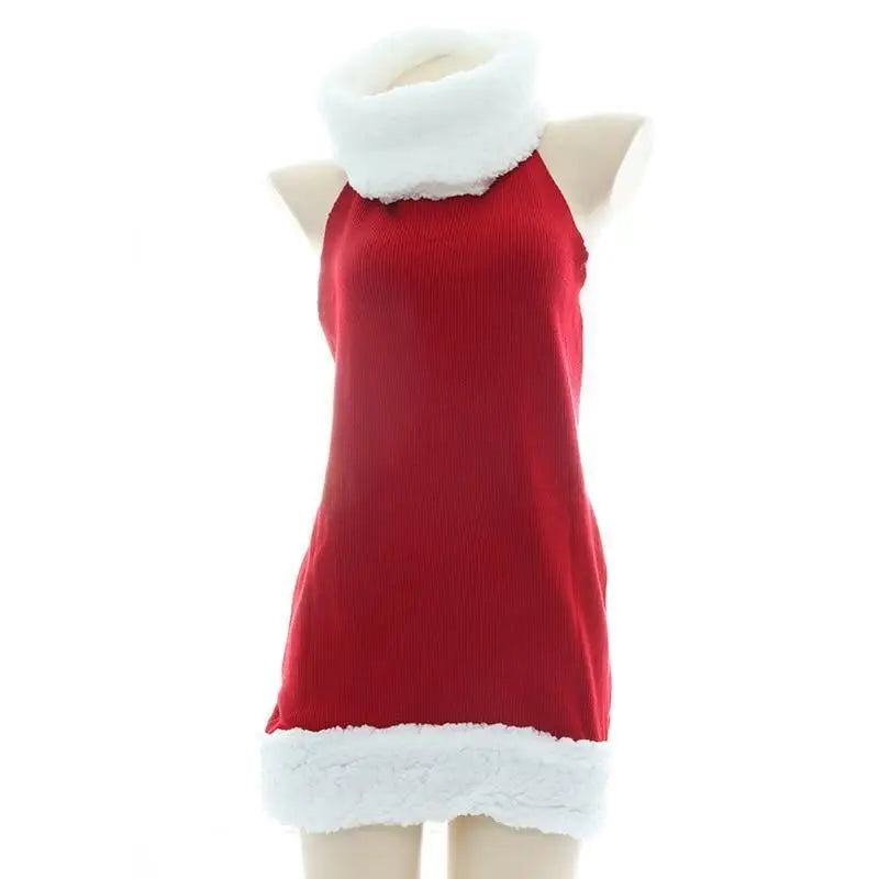 White and Red Virgin Killer Inspired Sweater Dress for the Holidays - dresses