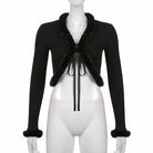 White Fur Trim Striped Cable Knit Cardigan for Cozy Days - Cosparty