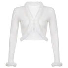 White Fur Trim Striped Cable Knit Cardigan for Cozy Days - sweater