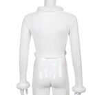 White Fur Trim Striped Cable Knit Cardigan for Cozy Days - Cosparty