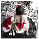 White Fur Trimmed Mrs. Claus Inspired Onesie Set for Christmas - Cosparty