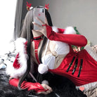 White Fur Trimmed Mrs. Claus Inspired Onesie Set for Christmas - costume