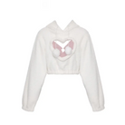 White Fuzzy Valentine Outfit Set with Cozy Shorts and Cropped Hoodie - outfit