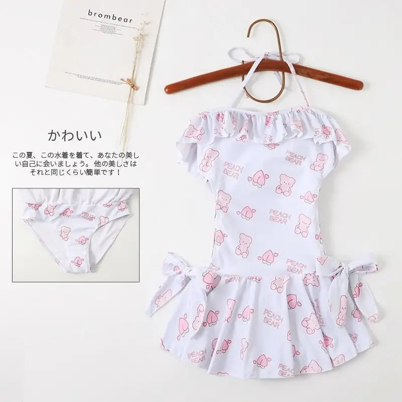 White & Pink Teddy Bear Print Adult Onesie for Cozy Lounging - swimwear