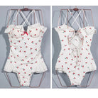 White & Red Cherry Print Adult Onesie for Cute Lounging - Cosparty