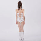 White & Red Cherry Print Adult Onesie for Cute Lounging - Lingerie