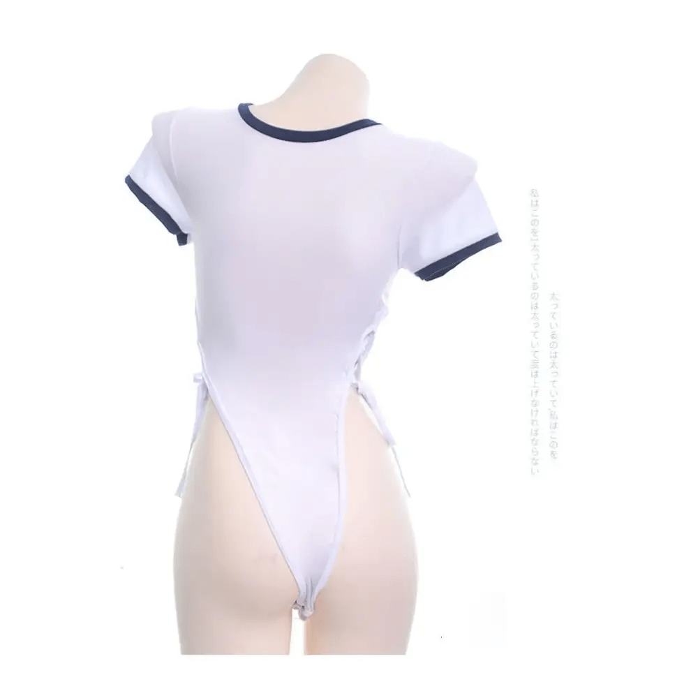 Wild Side Lace - Up Bodysuit in White and Black - Cosparty