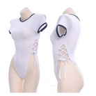 Wild Side Lace - Up Bodysuit in White and Black - Cosparty