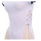Wild Side Lace - Up Bodysuit in White and Black - Cosparty