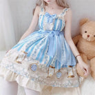 Wonderland Inspired Blue Lolita Dress with Floral Print - S - dress