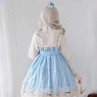 Wonderland Inspired Blue Lolita Dress with Floral Print - dress