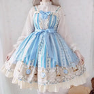 Wonderland Inspired Blue Lolita Dress with Floral Print - dress