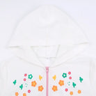 Y2K White Floral Zip Up Jacket with Hooded Design - jacket