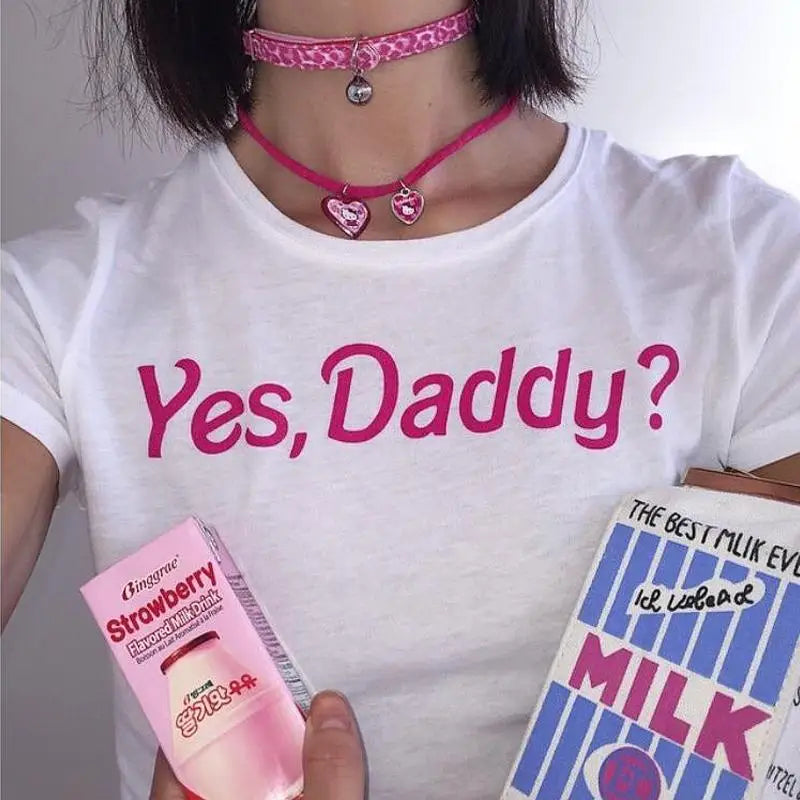 Yes Daddy Cropped Tees for Style and Comfort in Every Inch - White / S - Shirt