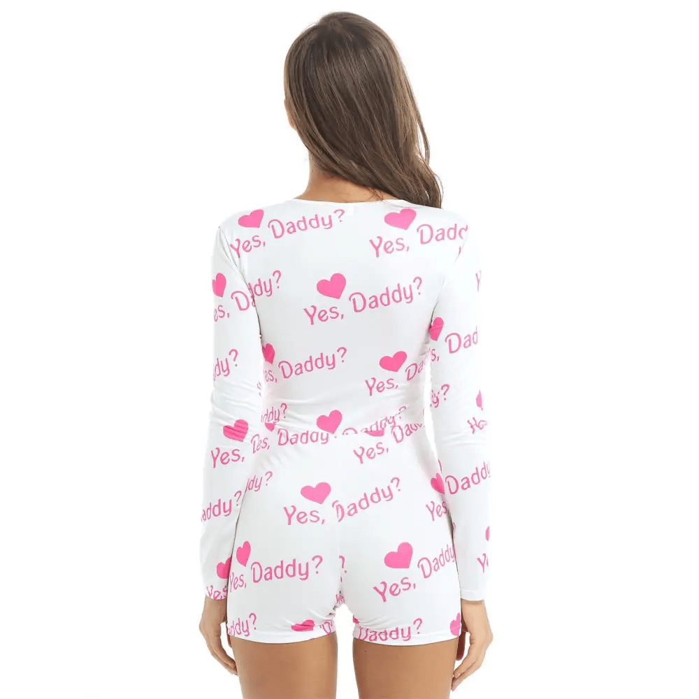 Yes Daddy Long - Sleeve Romper in Black and White - Cosparty