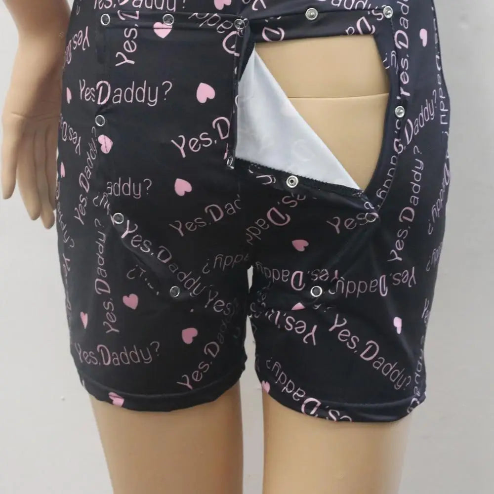 Yes Daddy Tank Top Bum-Flap Romper in Black or White - onesie