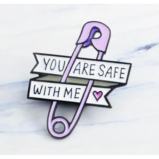 You Are Safe With Me Lavender Safety Pin Enamel Pin - pin