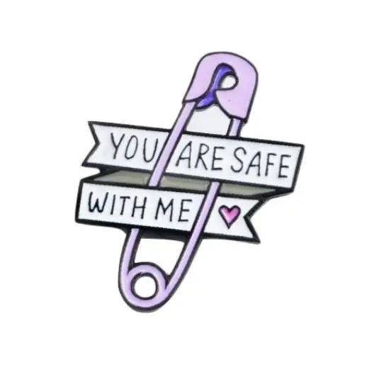 You Are Safe With Me Lavender Safety Pin Enamel Pin - Cosparty