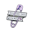You Are Safe With Me Lavender Safety Pin Enamel Pin - Cosparty
