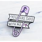 You Are Safe With Me Lavender Safety Pin Enamel Pin - Cosparty