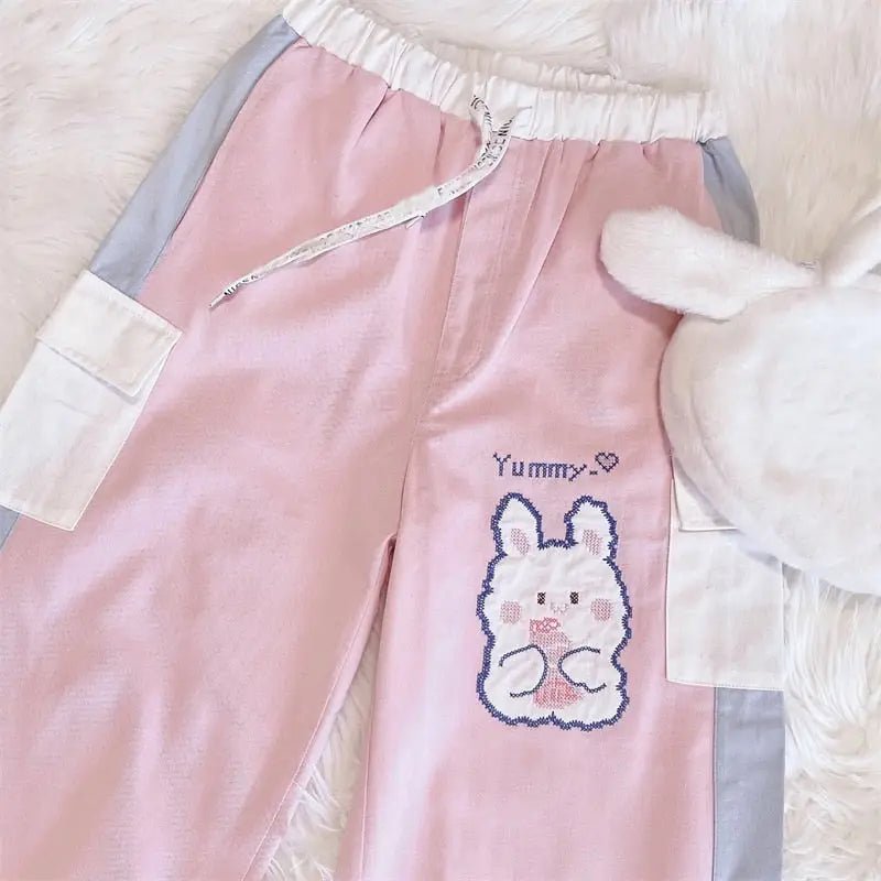 Yummy Bunny Cargo Joggers in Playful Pastel Colors - Cosparty