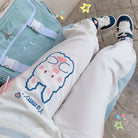 Yummy Bunny Cargo Joggers in Playful Pastel Colors - White - sweatpants