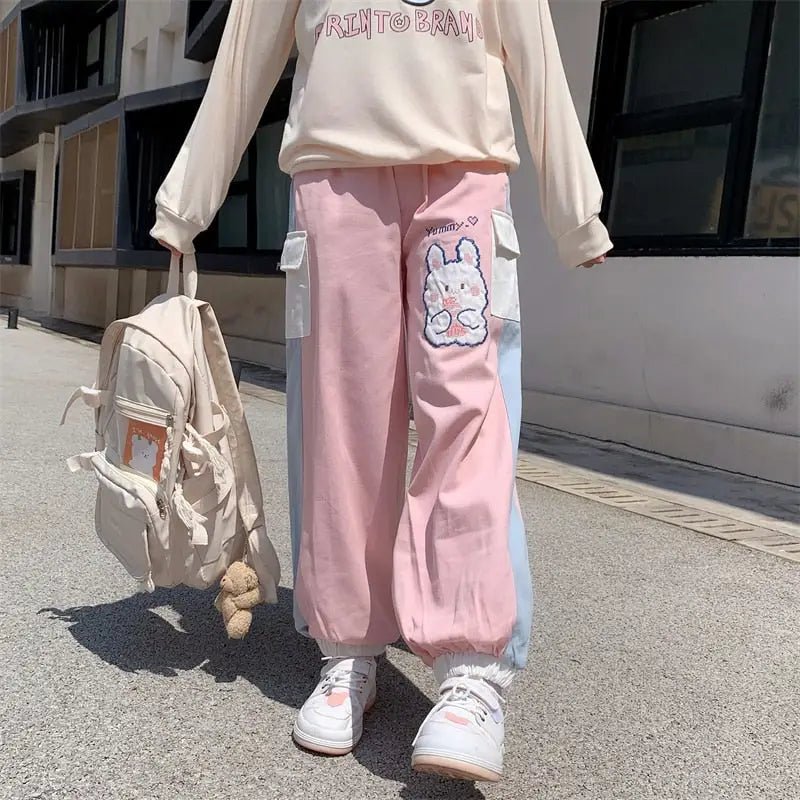 Yummy Bunny Cargo Joggers in Playful Pastel Colors - Cosparty