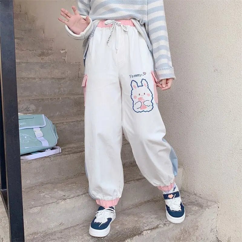 Yummy Bunny Cargo Joggers in Playful Pastel Colors - Cosparty