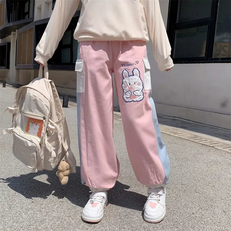Yummy Bunny Cargo Joggers in Playful Pastel Colors - Cosparty